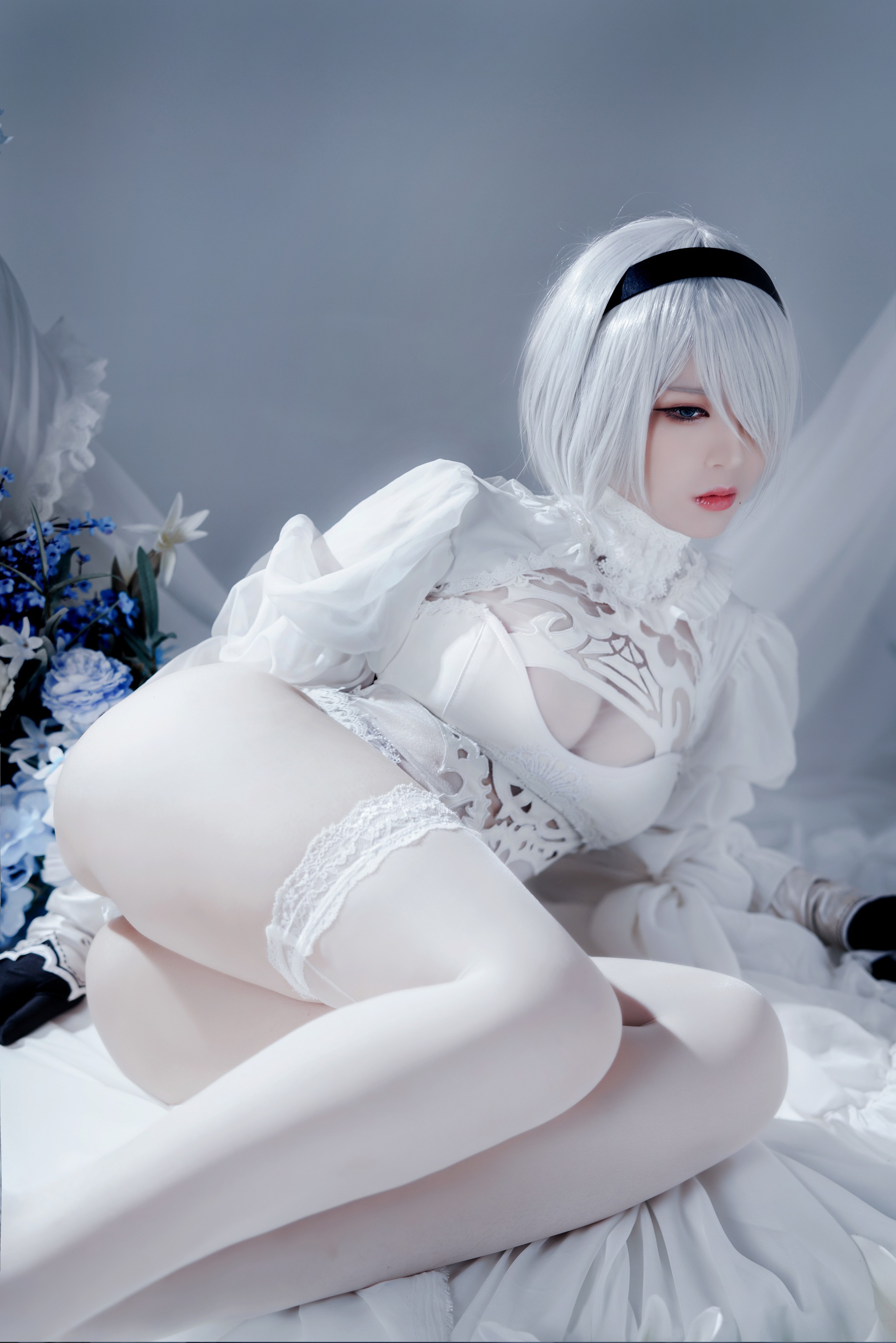图片[1]-半半子 – NO.030 Automataヨルハ二号B型 白いドレス [51P]-XikXak